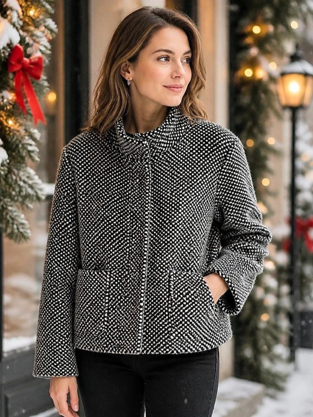 Ann Taylor LOFT Textured Black & White Size Large Like New